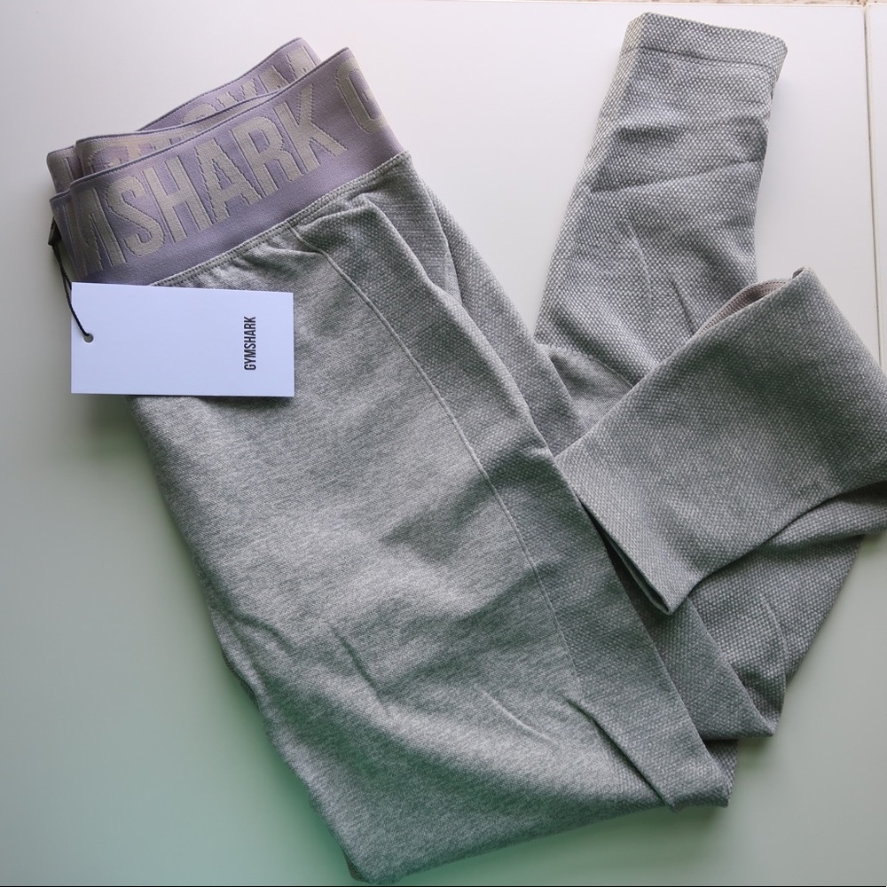 gymshark flex leggings - light grey marl/ blue - medium